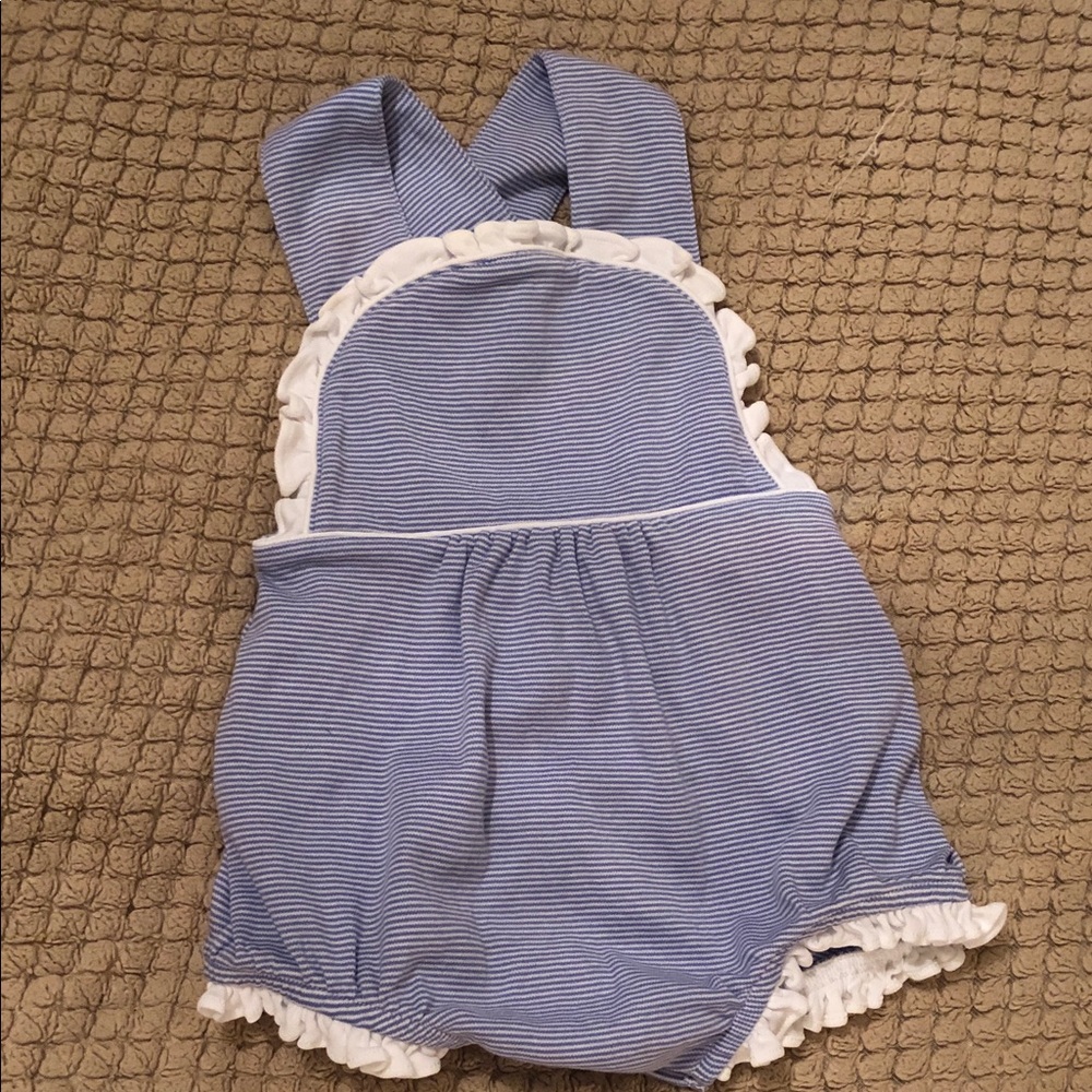 Blue & White Striped Baby Romper